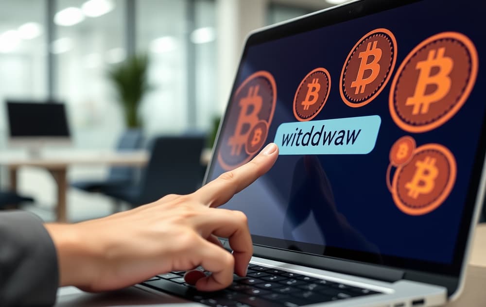 Hånd som holder mobil med bitcoin-betaling bekreftet, krypto casino i bakgrunnen