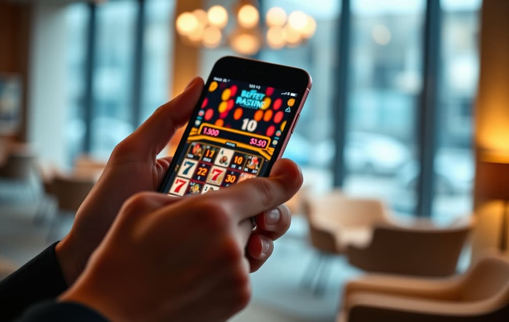 Person som spiller mobilcasino på smarttelefon